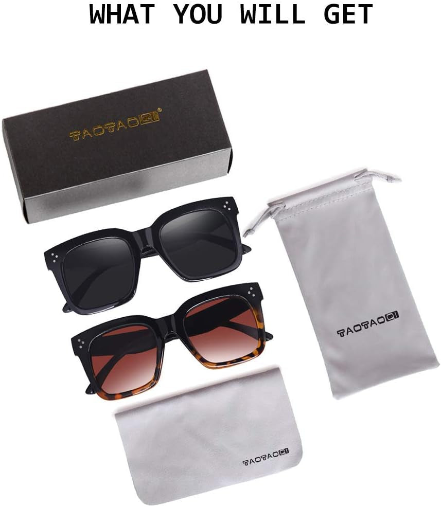Vintage Women Oversized Sunglasses Designer Luxury Square Sun Glasses UV400 Protection Flat Lens