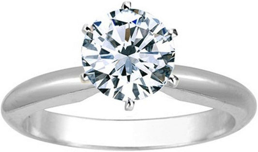 1/2 Carat round Cut Diamond Solitaire Engagement Ring 14K White Gold 6 Prong (J, I2, 0.45 C.T.W) Very Good Cut
