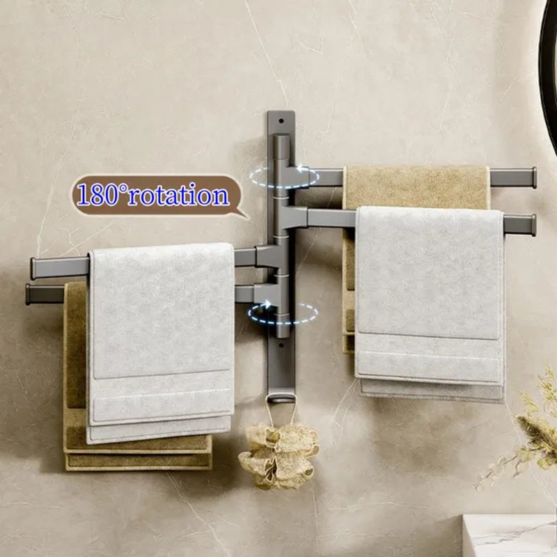 2024 New Wall Mounted 180° Swivel Multi-bar towel rack Towel Hanging Holder for Bathroom with Hook