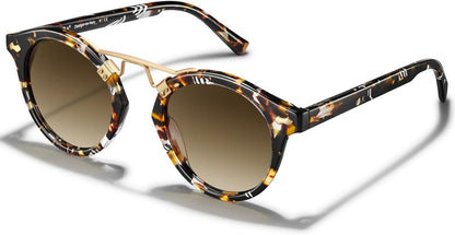 Small Acetate Polarized Sunglasses for Women UV Protection, Retro Double Bridge Eyewear Metal Brow Round Sunnies