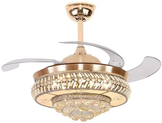 42" Modern Luxury Invisible Dimmable Chandelier Fan with Remote Control Retractable Blades 3 Speeds