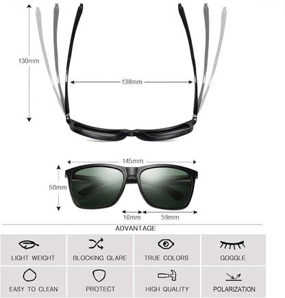 Polarized Sunglasses for Men Aluminum Mens Sunglasses Driving Rectangular Sun Glasses for Men/Women