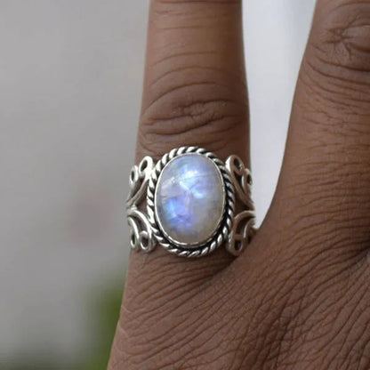 Exquisite Ring Rare Huge Princess Moonstone Jewelry Promise Proposal Gift Bride Engagement Wedding Band Rings Size 5 - 11