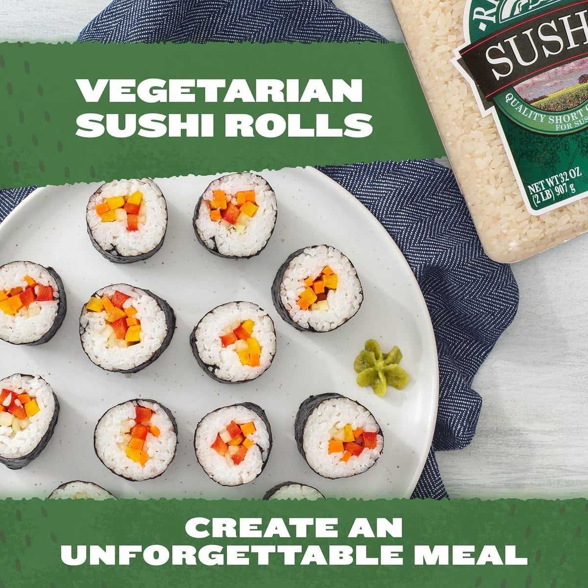 Sushi Rice for Sushi and Japanese Food, Premium Gluten-Free Short-Grain Rice, Non-Gmo, 32-Ounce Jar