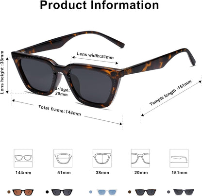 Polarized Narrow Square Cateye Sunglasses for Women Retro Trendy Driving Glasses SJ2169
