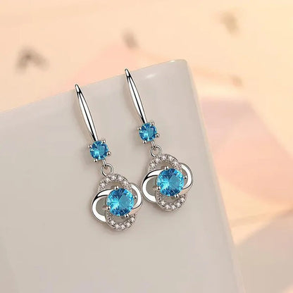Female Fashion S925 Silver Earrings Ladies Temperament Earrings Water Drop Long Earrings Engagement Earrings Diamond Earrings