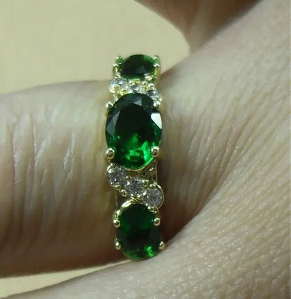 4-Color Natural 2.32CT Sapphire/Ruby/Alexandrite/Emerald Diamond 14K Yellow Gold Wedding Ring Size 6-11