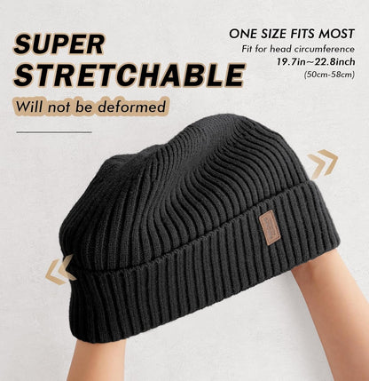 Warm Beanie for Men Women, Fleece Lined Beanie Warm Winter Caps Unisex Fashion Knit Cuffed Cap