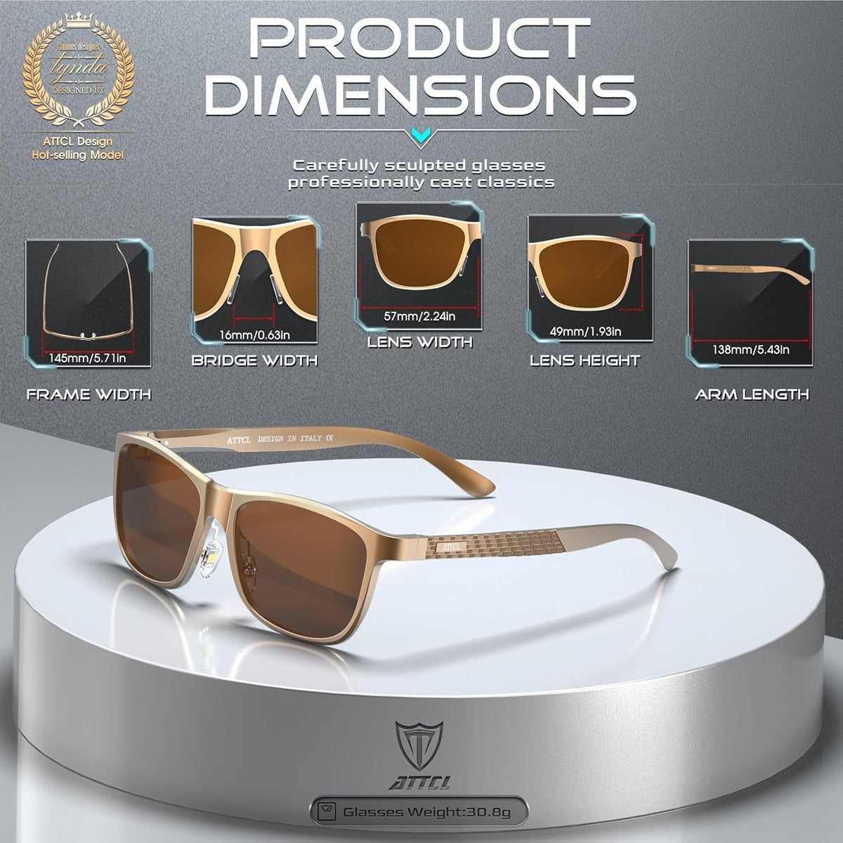 Men'S Retro Metal Frame Driving Polarized Sunglasses for Men Sun Glasses