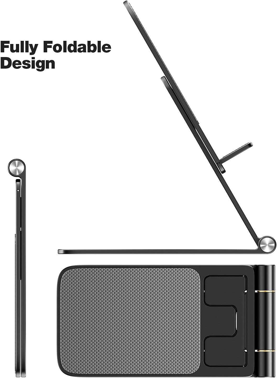 Foldable Aluminum Desktop Phone Stand, Portable Phone Stand, Adjustable Height Phone Holder, Cellphone Cradle Compatible with Iphone Pro/Max/Mini, Samsung Galaxy, Pixel Smartphone