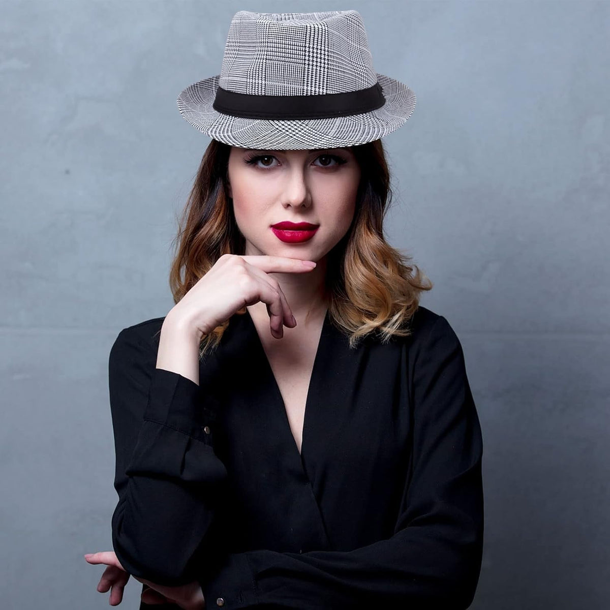 5 Pack Short Brim Fedora Classic Summer Beach Sun Hat Panama Cap for Men Women