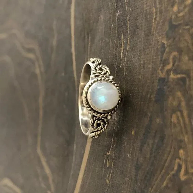 Luxury Fashion 925 Sterling Silver Brilliant Natural Rainbow Moonstone Gemstone Diamond Ring Wedding Band Engagement Party Christmas Gift Ring Size 4-12 Anillos