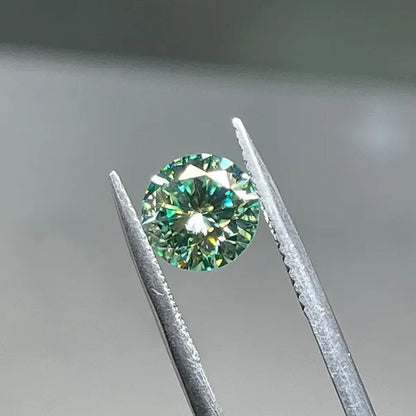 With AAAAA certificate Brilliant Loose Moissanite Blue Green Color Round Cut Diamond 6.5 MM 1CT