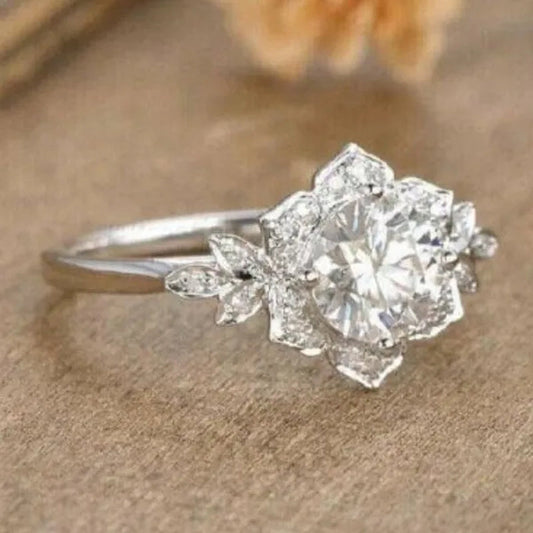 Flower Rings for Women Jewelry Cubic Zircon Ring Girl Daily Casual Fashion Accessories