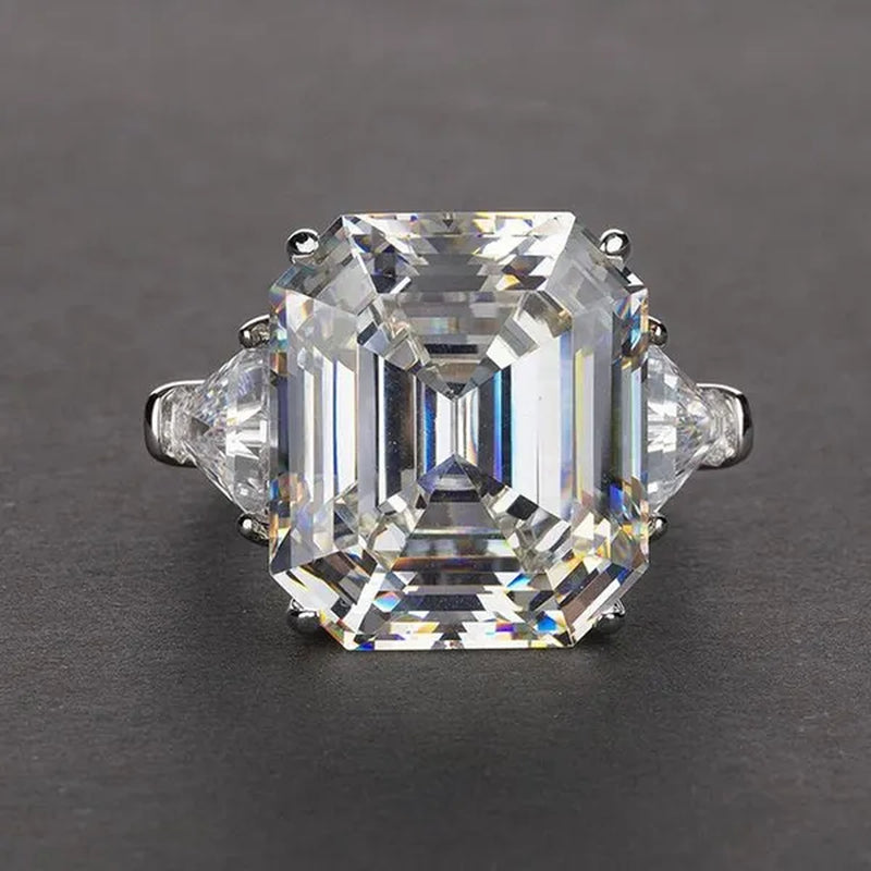 Luxury Silver Plated Created Pink White Sapphire Square Cut Diamond Wedding Engagement Cocktail Women Moissanite Rings Fine Jewelry