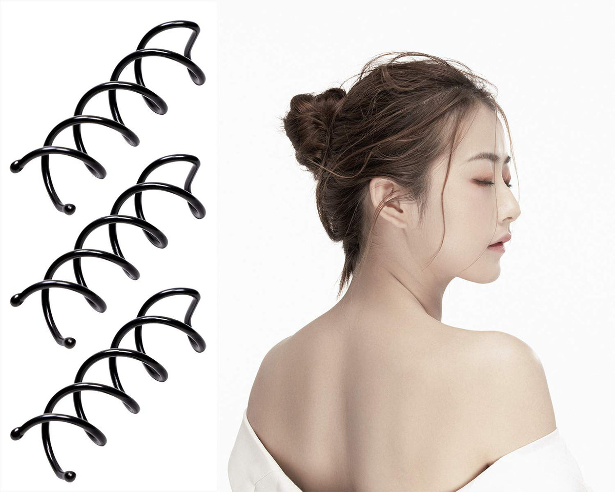 4Pcs 1.88 Inch Length Spiral Hair Pin Spin Twist Pin for Women DIY Hair Style, Black