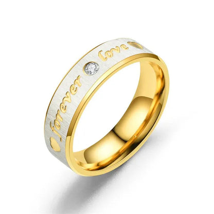 Stainless Steel Couple Forever Love Gold Titanium Couple Rings Jewlery Charm Diamond Ring Vintage Promise Ring Surprised Gift