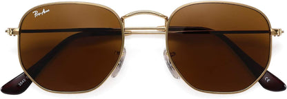 Small Square Sunglasses for Women Men 100% Real Glass Lens Hexagonal Frame