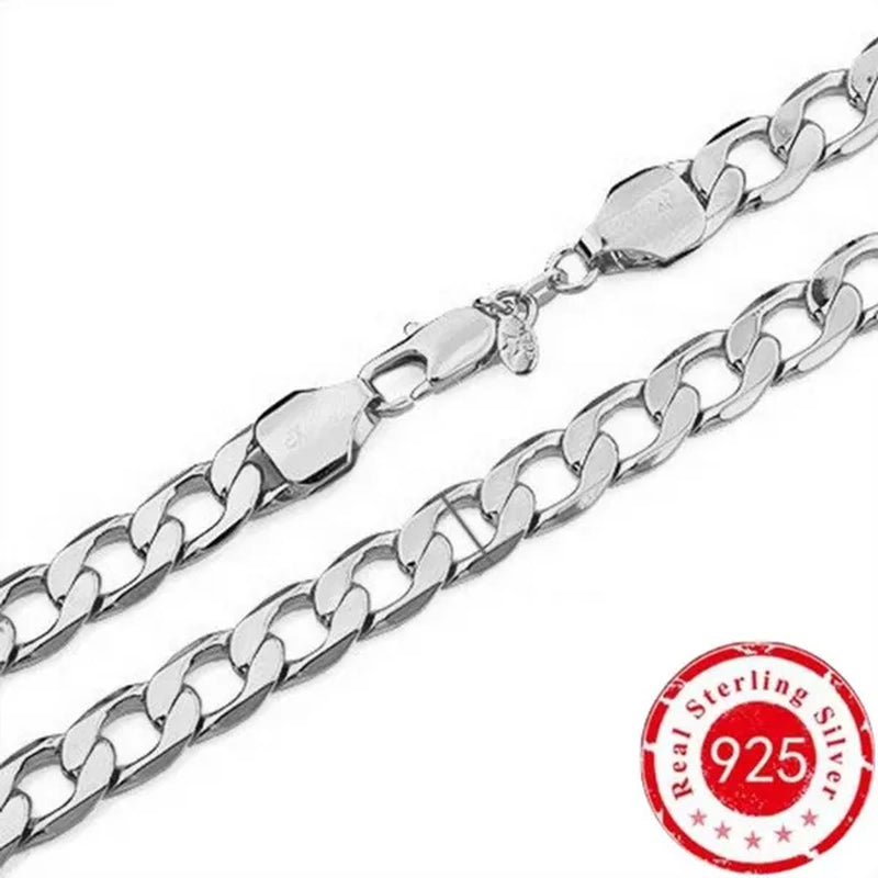925 Sterling Silver Fashion Italian Curb Link Chain Necklace Bracelet 925 Silver High Quality Jewelry Set for Women and Men