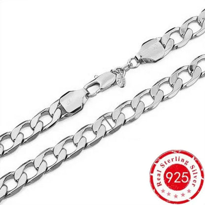 925 Sterling Silver Fashion Italian Curb Link Chain Necklace Bracelet 925 Silver High Quality Jewelry Set for Women and Men