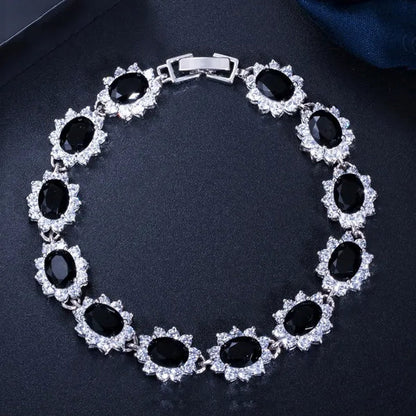 CANDICE 2023 New Fashion Women Silver Jewelry With Multicolor Crystal and CZ Bracelets Bangles 18cm