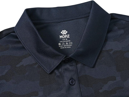 Men'S Camo Polo Golf Shirt Hiking Dry Fit Short Sleeve T-Shirts Pique Collared Polo Jersey