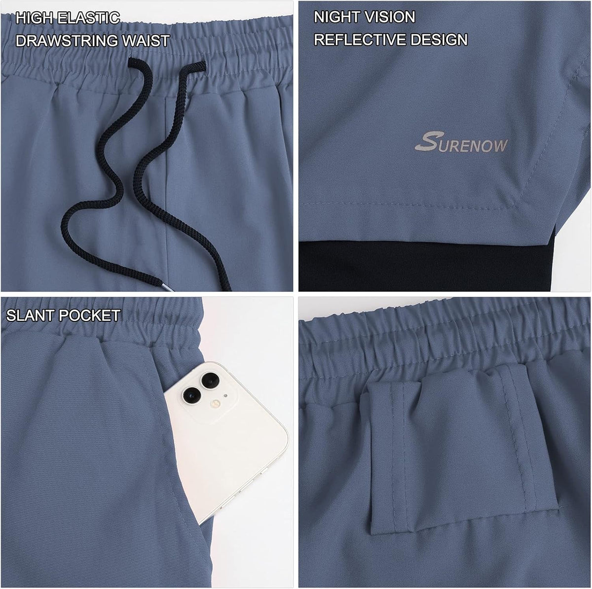 Mens 2 in 1 Running Shorts Quick Dry Athletic Shorts with Liner, Workout Shorts with Zip Pockets and Towel Loop