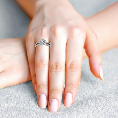 10K White Gold and 925 Sterling Silver 0.87 Carat round Brilliant Shape White Color Moissanite Diamond Pave Split Shank Wedding Ring for Her