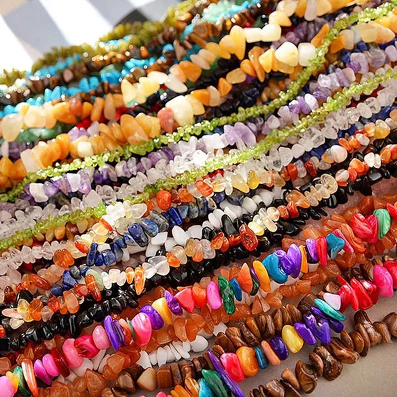 5-8MM natural stone irregular shape free-form chip beads tiger eye amethyst turquoise white crystal red coral Lapis lazuli used for jewelry making DIY bracelet 30"