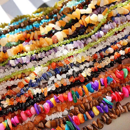 5-8MM natural stone irregular shape free-form chip beads tiger eye amethyst turquoise white crystal red coral Lapis lazuli used for jewelry making DIY bracelet 30"
