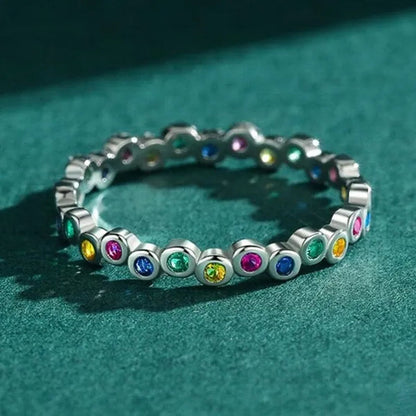 Delicate Fashion Colorfuls Gemstone Rings for Women Bridal Wedding Thin Rings Jewelry