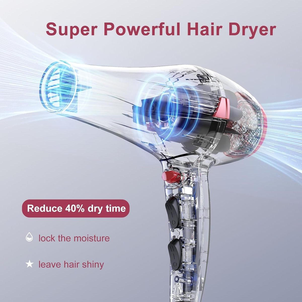 Hair Dryer, Professional Ionic Salon Blow Dryer with Diffuser for Women and Men, 5X Fast Drying, Powerful and Quiet Hair Blow Dryer for Fast & Easy Styling (1875 Watts)