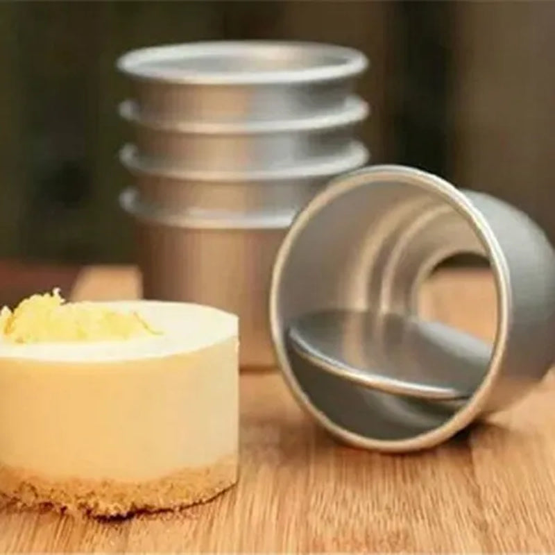 Stylish 4Pcs Round Mini Cake Pan Removable Bottom Pudding Mold DIY Baking Tools