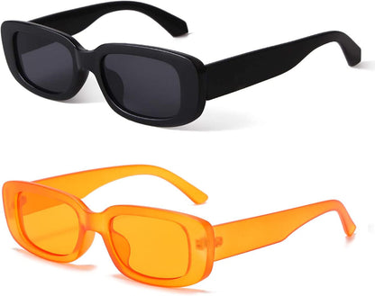 Rectangle Sunglasses for Women Retro Driving Glasses 90’s Vintage Fashion Narrow Square Frame UV400 Protection