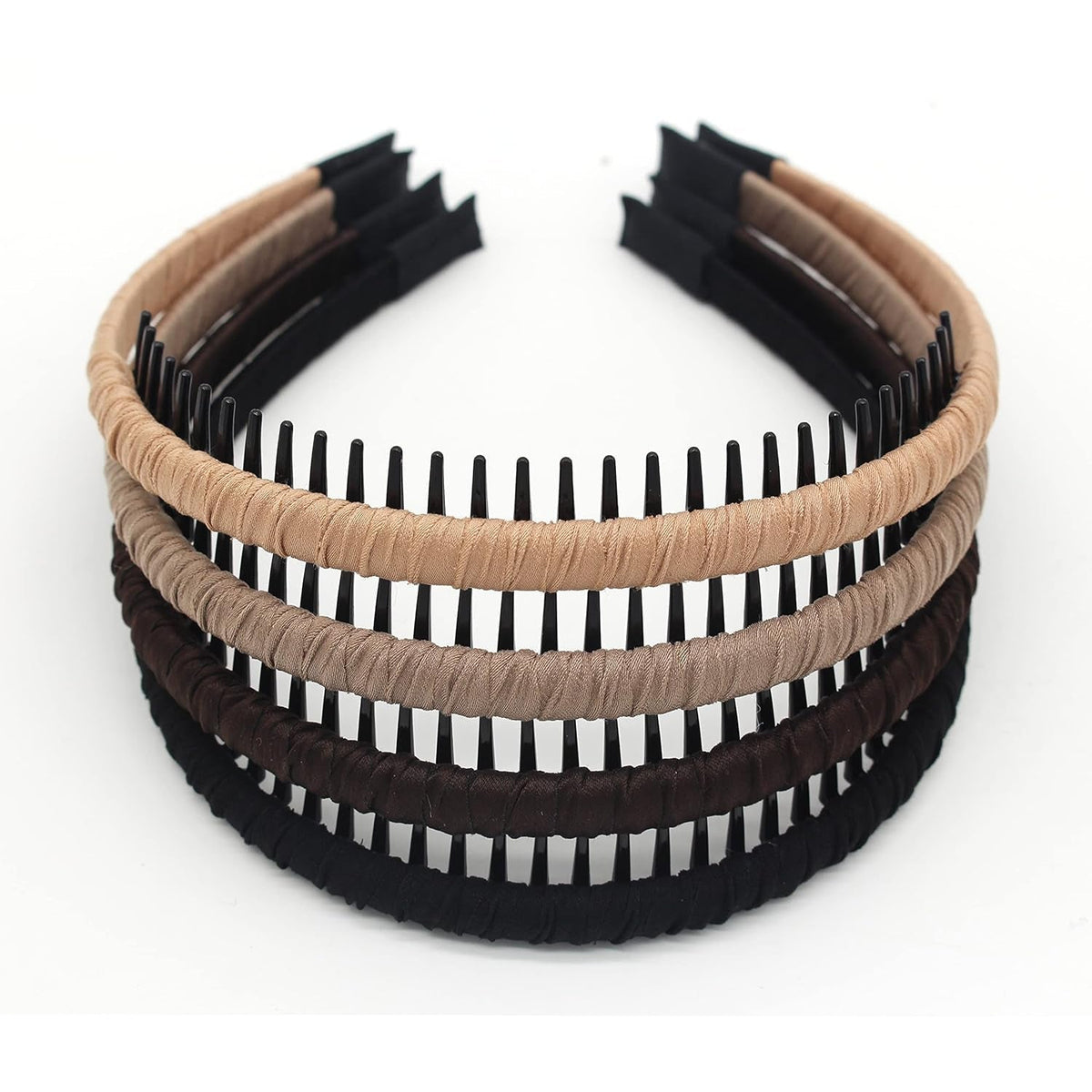 4Pcs Hairbands for Women, Non-Slip Zig Zag Headbands, Adjustable Teeth Comb Hair Hoop, Daily Use, Yoga, Spa, Parties, Resin Cotton Blend