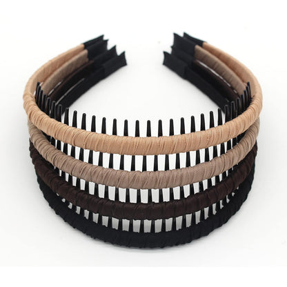4Pcs Hairbands for Women, Non-Slip Zig Zag Headbands, Adjustable Teeth Comb Hair Hoop, Daily Use, Yoga, Spa, Parties, Resin Cotton Blend