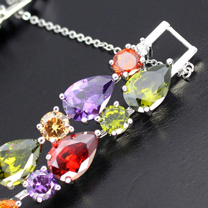 Classic Ladies Bracelet Garnet White Topaz Amethyst Citrine Peridot Pink Topza 7 Inches