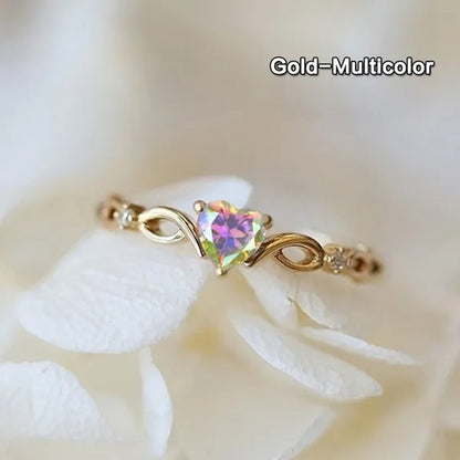New Yellow Gold/White Gold Plated Engagement Wedding Ring Jewelry Skyblue Heart Shaped Sapphire Diamond Gemstone Rings for Women