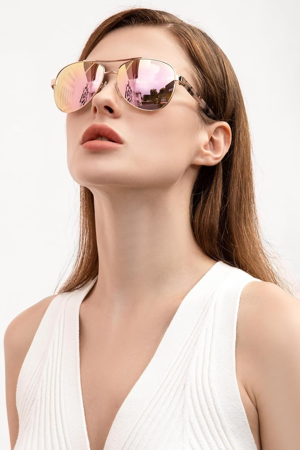 Polarized Sunglasses for Women UV Protection Acetate Arms Metal Frame Woman'S Shades CA3216