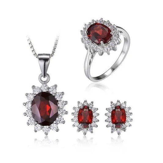 Majesty Diamonds MDS170203 6.1 CTW Oval red garnet Pendant Set in .925 Sterling Silver - Size 6