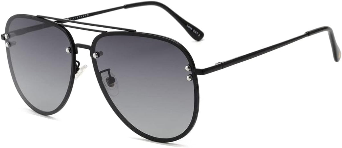 Premium Rimless Oversized Aviator Sunglasses for Women, Polarized PC Lens UV Protection Women’s Shade VF2203