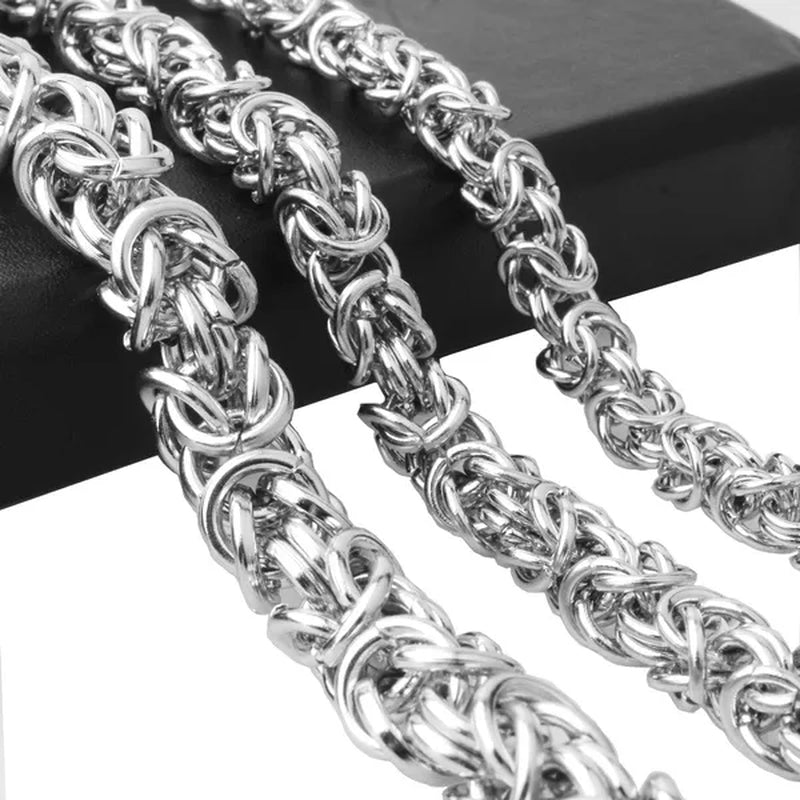 6/8/11mm Men's Jewelry Trendy Silver Stainless Steel Byzantine Chain Necklace Link Chain Necklace 16"-40" Bracelet 7"-11"