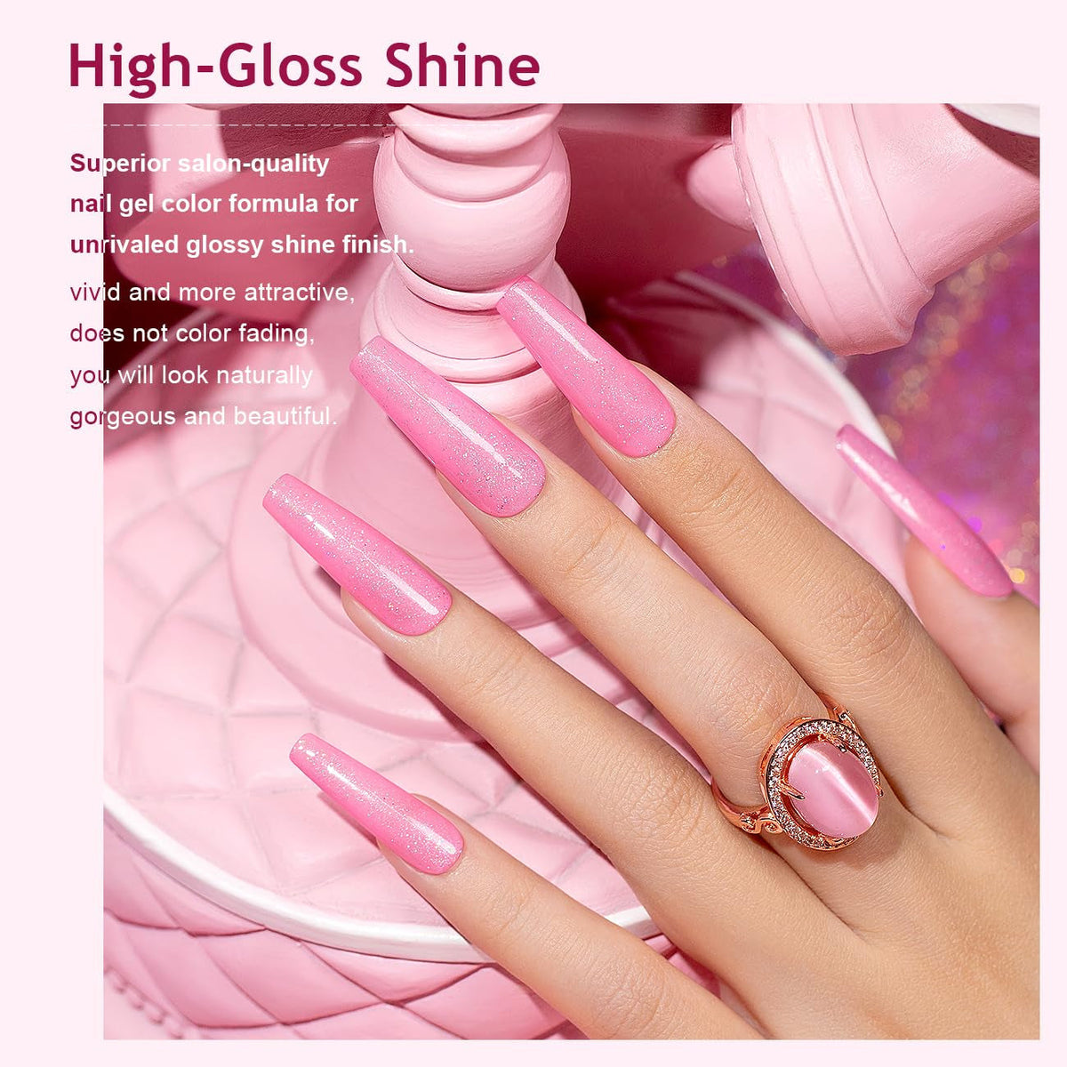 Nude Hot Pink Iridescent Gel Nail Polish Sheer Bright Neon Pink Glitter Jelly Gel Polish Neutral Shimmery Summer Color Sparkle Rainbow Pigment Gel 15ml Soak off Cured Need for Home Salon DIY