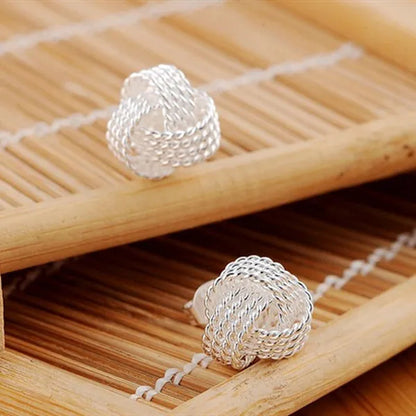 HOT! Fashion Jewelry Exquisite Women 925 Sterling Silver Jewelry Mesh Ball Stud Earrings
