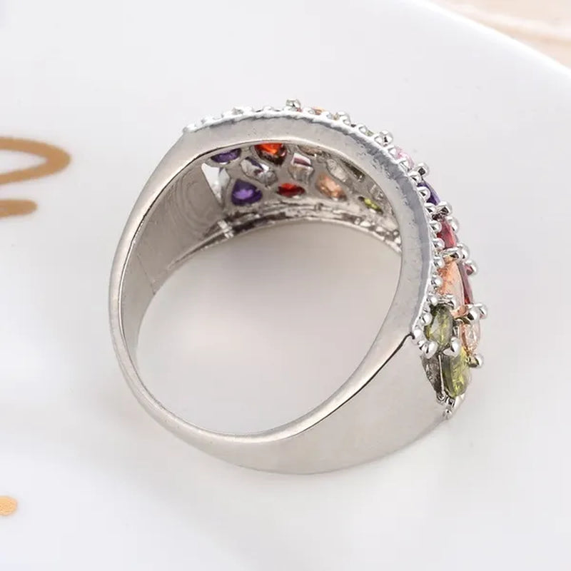 2017 New Fashion 925 Sterling Silver Amethyst Ruby Topaz Peridot Sapphire Ring Cocktail Jewelry
