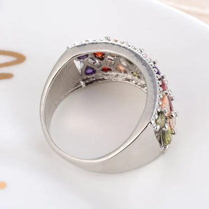2017 New Fashion 925 Sterling Silver Amethyst Ruby Topaz Peridot Sapphire Ring Cocktail Jewelry