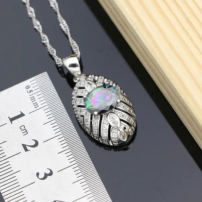 Mystic Rainbow Fire Topaz Jewelry Sets Women 925 Sterling Silver Jewelry Earrings/Pendant/Necklace/Rings/Bracelet