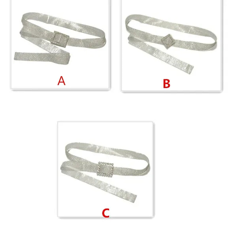 Brilliant Women's Belt Waist Chain Full Diamond Rhinestone Crystal Belt Luxury Large Party Silver Waist Belt