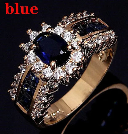 Jewelry Women Men's Blue Sapphire Cz 18K Golden Plated Wedding Rings Sz 7 8 9 10 11 ( Choice Color and Size )