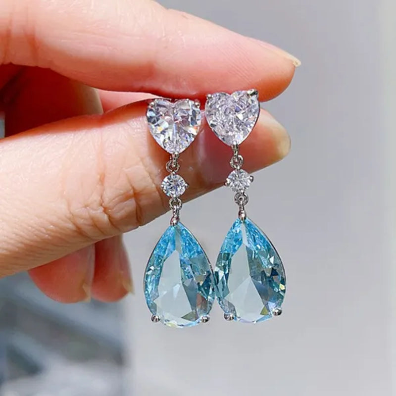 Trendy 14K Yellow Gold Teardrop Cut Citrine Gemstone Pendant Earrings for Women Bridal Wedding Jewelry Gift